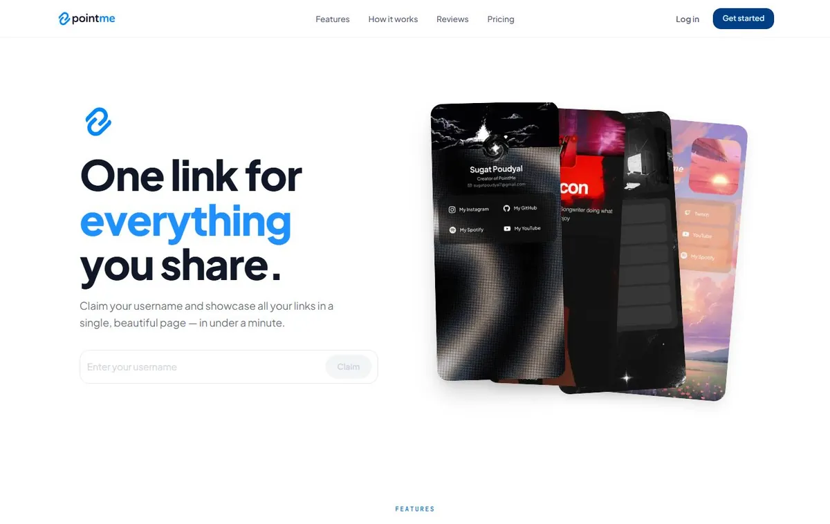 PointMe website homepage